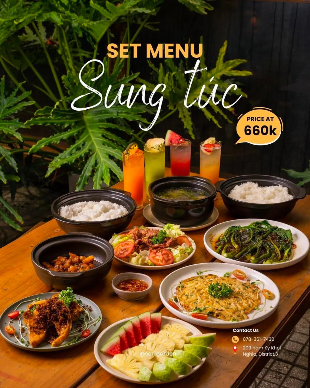 Set menu món Việt tại Sori Garden