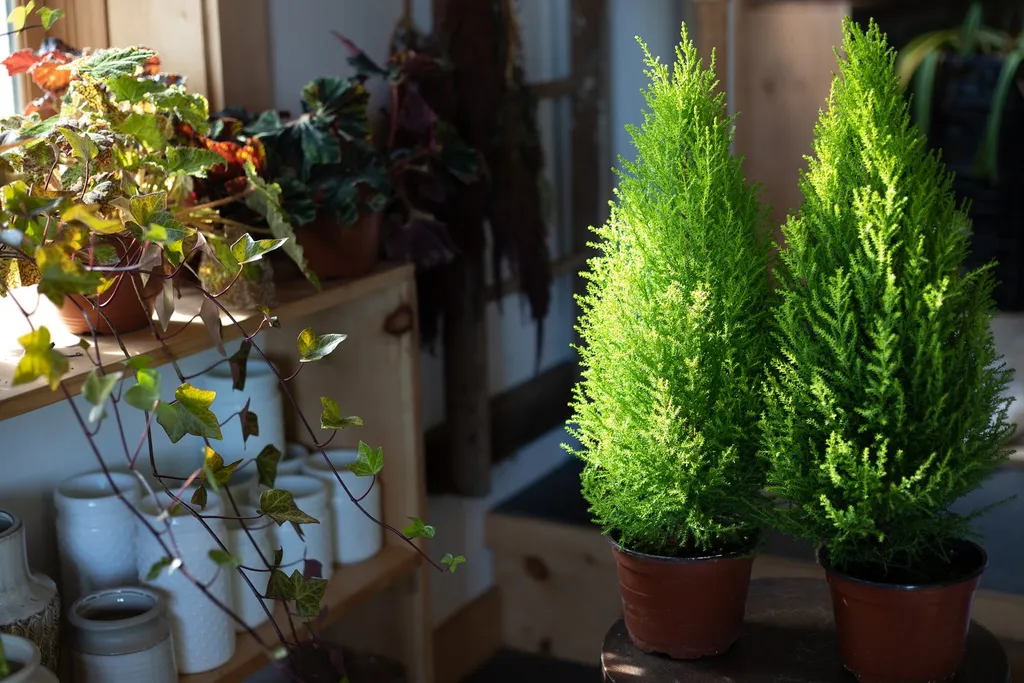 Tạo ra một khu vườn nội thất bằng cách sắp xếp nhiều cây tùng thơm nhỏ trong các chậu hoặc giỏ và đặt chúng trên cửa sổ, bàn làm việc hoặc kệ sách. Khu vườn nội thất sẽ tạo ra một không gian sống xanh mát và gần gũi với thiên nhiên.