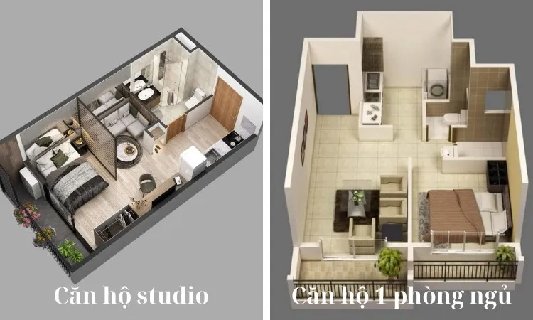 Sự khác biệt giữa căn hộ studio và căn hộ 1 phòng ngủ