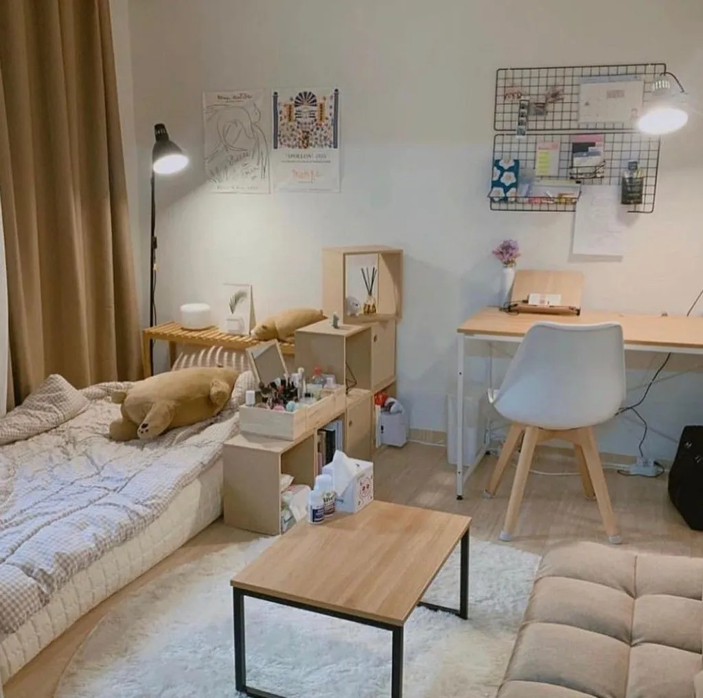 Phòng ngủ nhỏ phong cách Hàn Quốc không giường