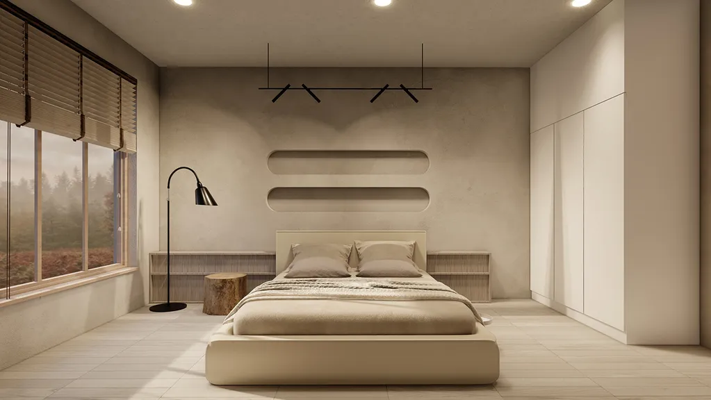 Tối giản và mộc mạc chính là mỹ từ miêu tả cho mẫu thiết kế căn hộ 1 phòng ngủ, phong cách Japandi này