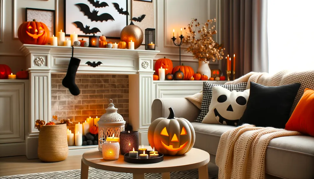 Mẫu trang trí Halloween bằng bí ngô cho không gian phòng khách