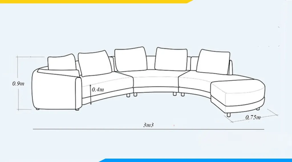 Kích thước ghế sofa văng góc tròn tham khảo