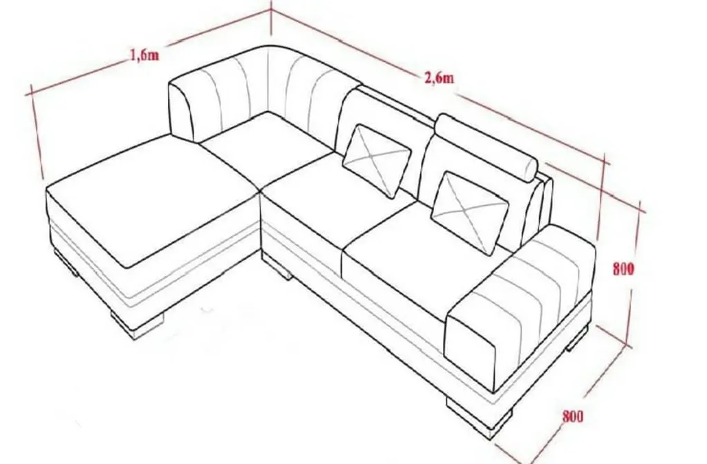 Kích thước ghế sofa góc chữ L nhỏ tham khảo