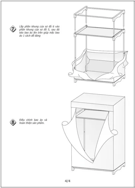 Bước cuối cùng trong quá trình lắp đặt tủ vải 1 buồng 2 ngăn