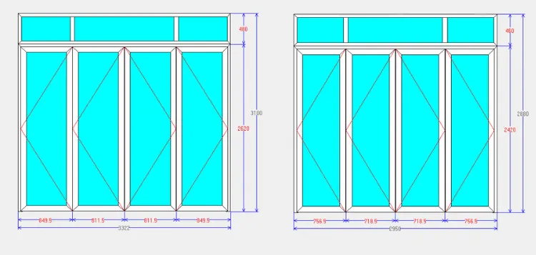 Kích thước cửa sổ 4 cánh chuẩn phong thủy tham khảo