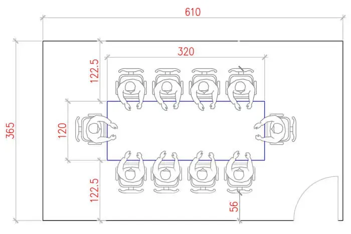 Kích thước bàn họp 10 người tham khảo