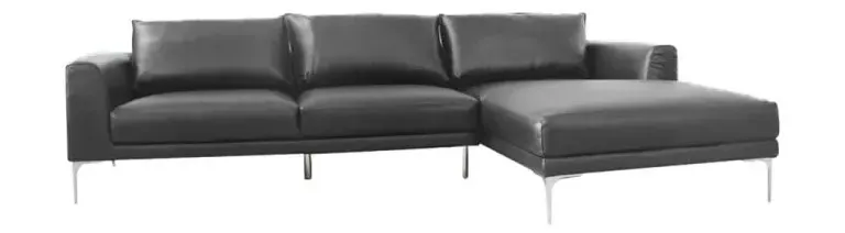 Mẫu ghế sofa chữ L chân sắt vừa màu đen lịch sự và sang trọng