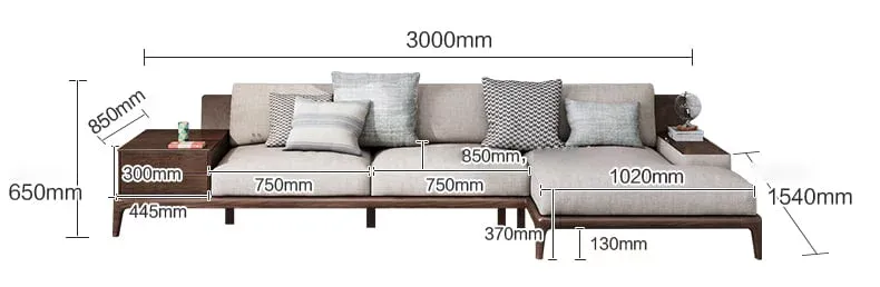 Kích thước ghế sofa gỗ chữ L tham khảo