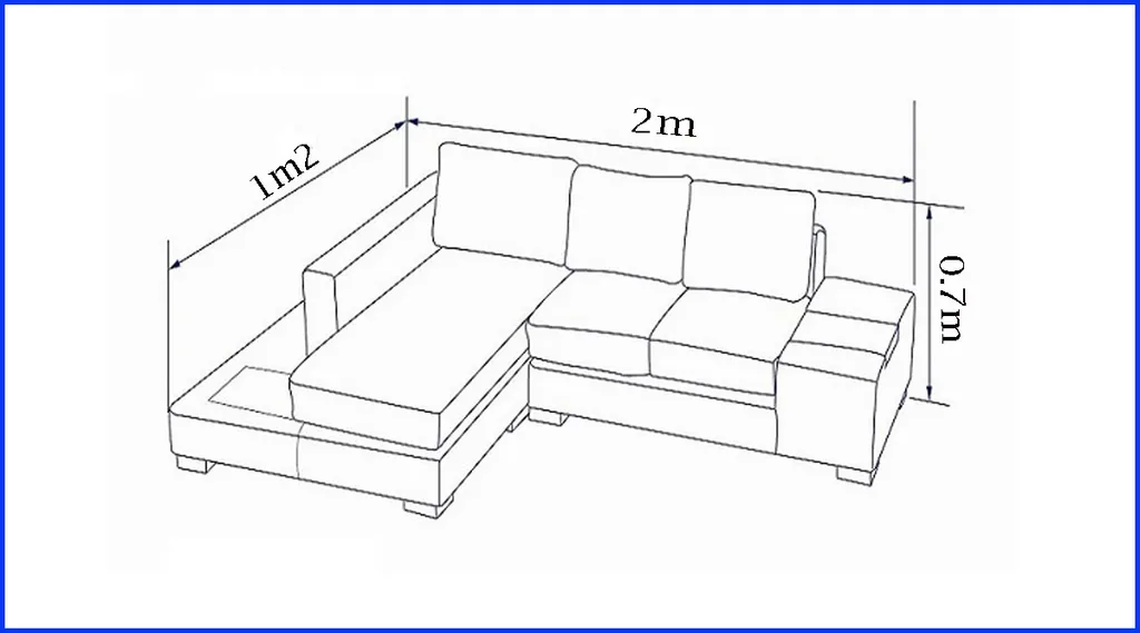 Kích thước ghế sofa chữ L size nhỏ tham khảo