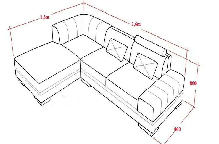 Ghế sofa chữ L 260 x 160 x 80 cm