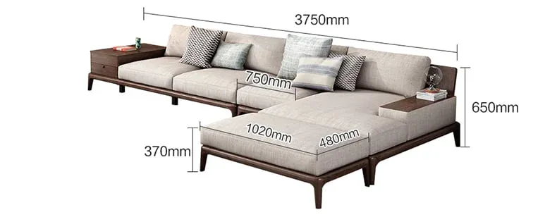 Kích thước ghế sofa gỗ chữ L lớn tham khảo