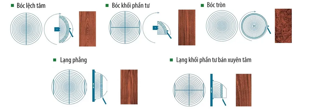 5 cách lạng gỗ veneer thường được sử dụng hiện nay