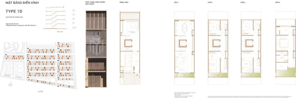 Mặt bằng loại nhà phố 1D - Khu nhà phố Soho The Global City