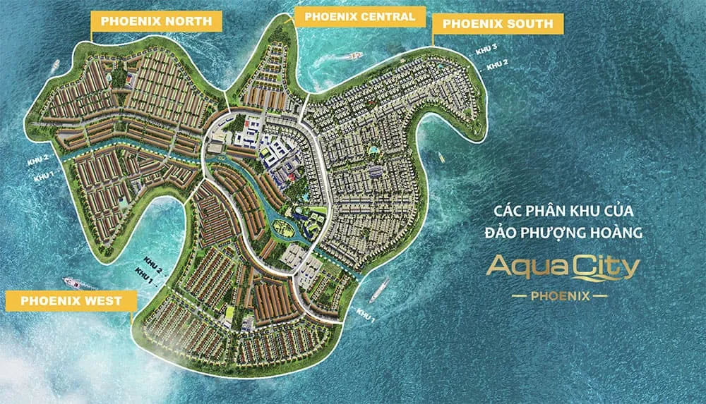 Vị trí các phân kỳ nhỏ thuộc phân khu Phoenix Aqua City