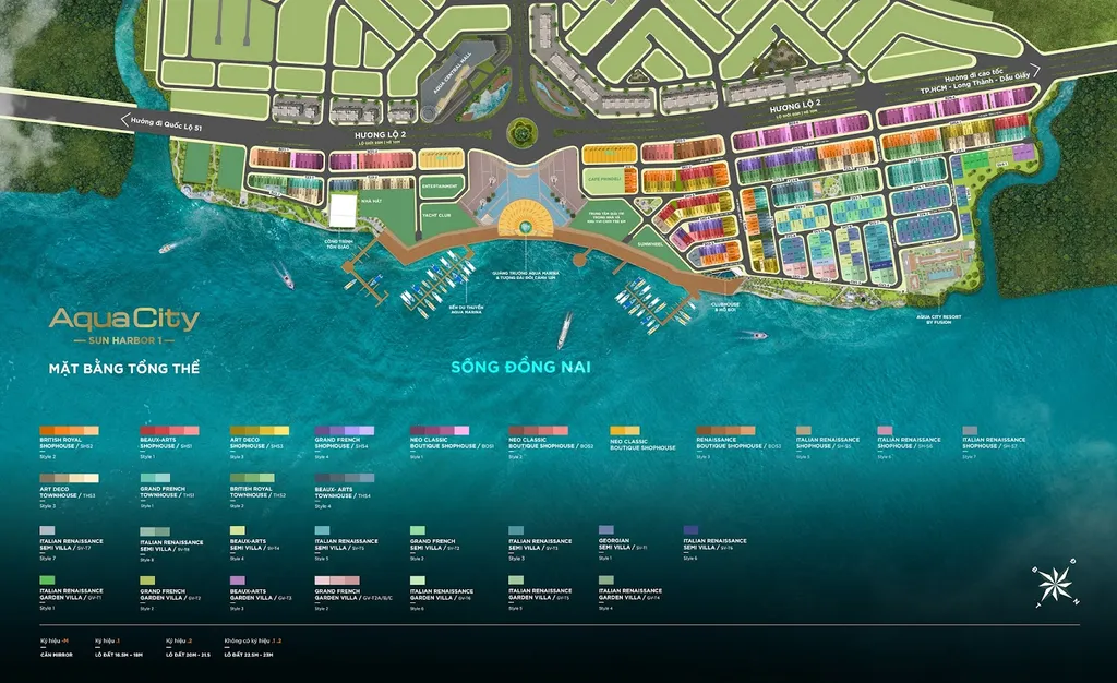 Mặt bằng tổng thể phân khu Sun Harbor 1 - Aqua City