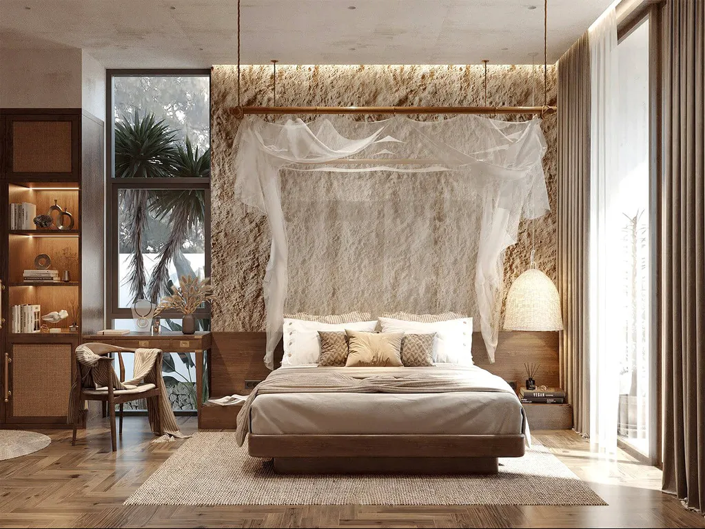 Phòng ngủ thiết kế kiểu Wabi Sabi