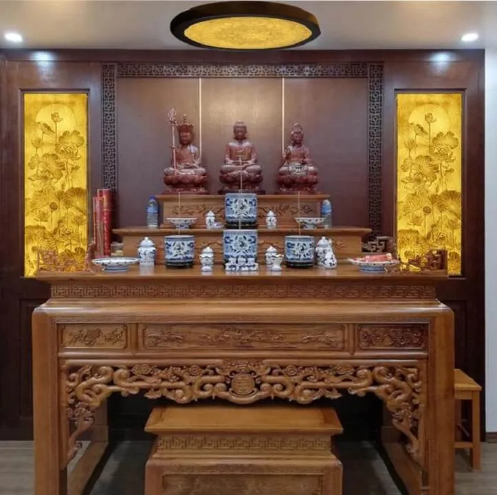 Mẫu bàn thờ Phật kích thước lớn cho không gian thờ cúng riêng tư