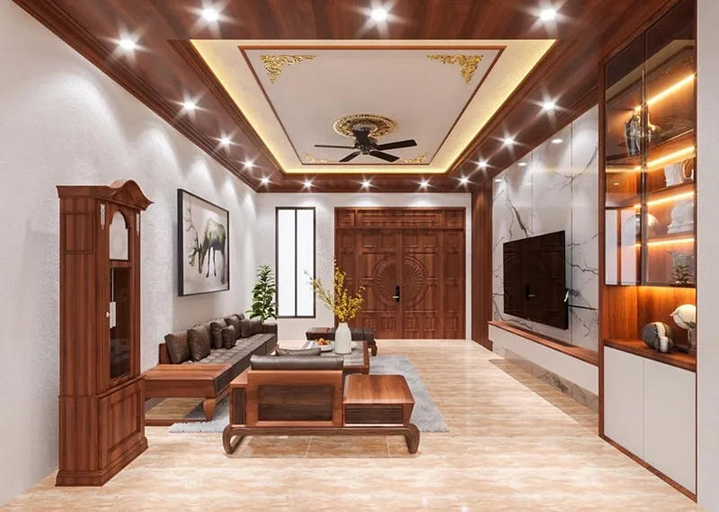 Mẫu trần gỗ phù hợp cho nhà ống