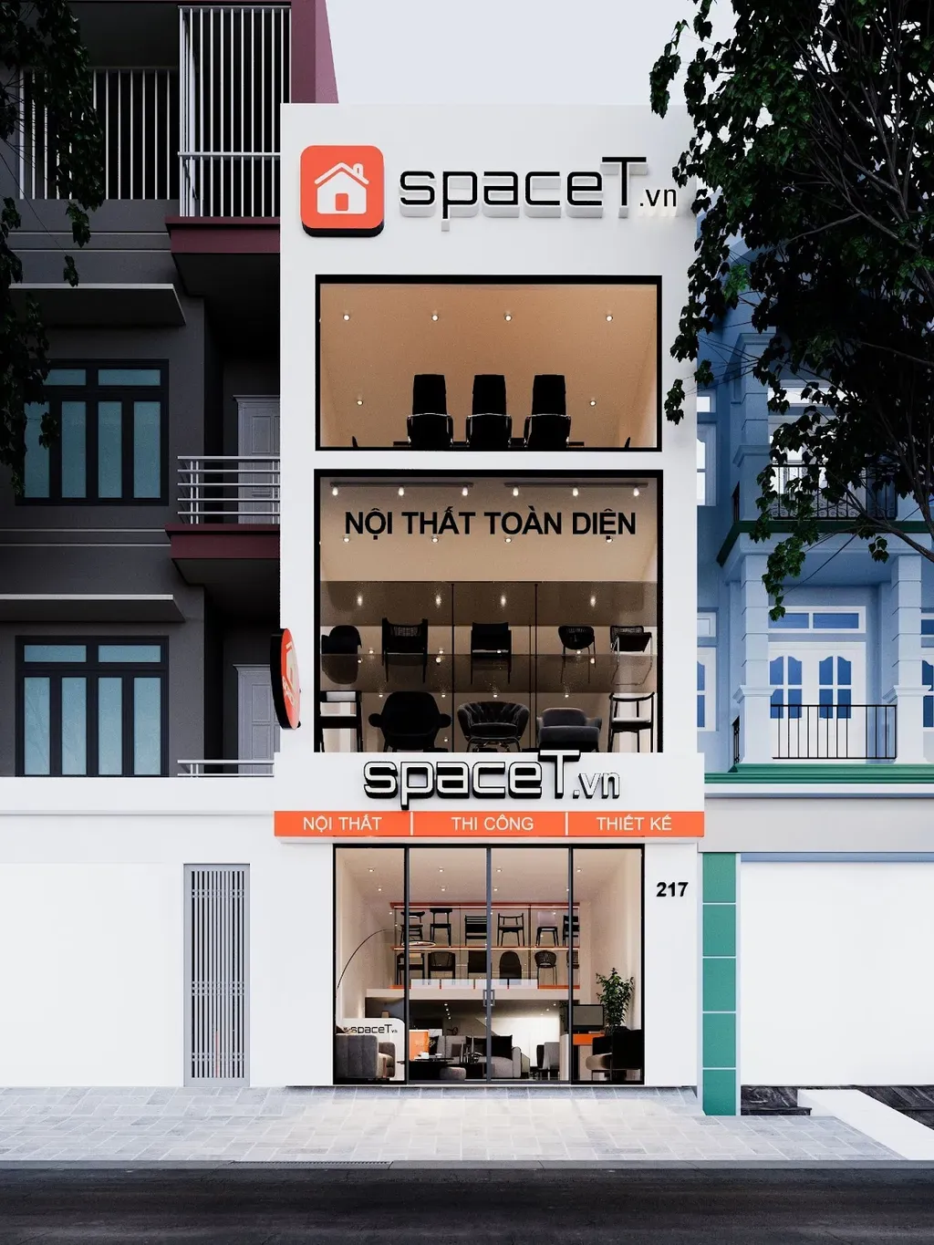 Tổng quan không gian showroom nội thất Space T