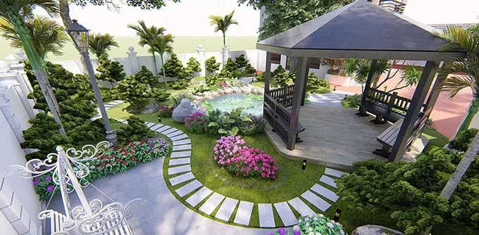 Ý tưởng sân vườn đẹp với nhiều không gian thư giãn, giải trí