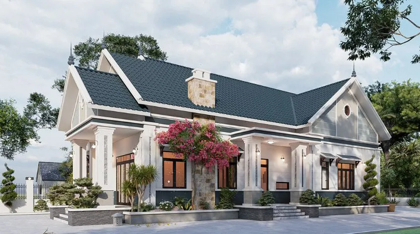 Mẫu nhà vườn mái Thái 1 tầng