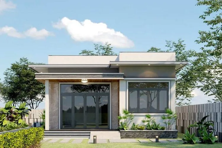 Mẫu nhà vườn mái bằng hiện đại