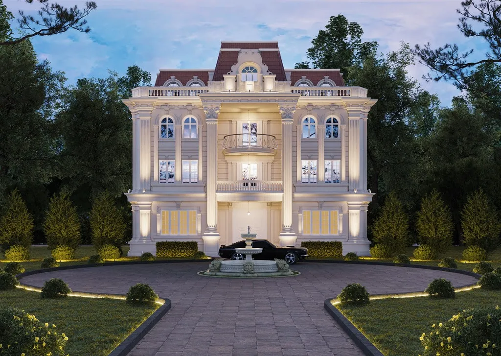 Mẫu nhà vườn cổ điển mái mansard