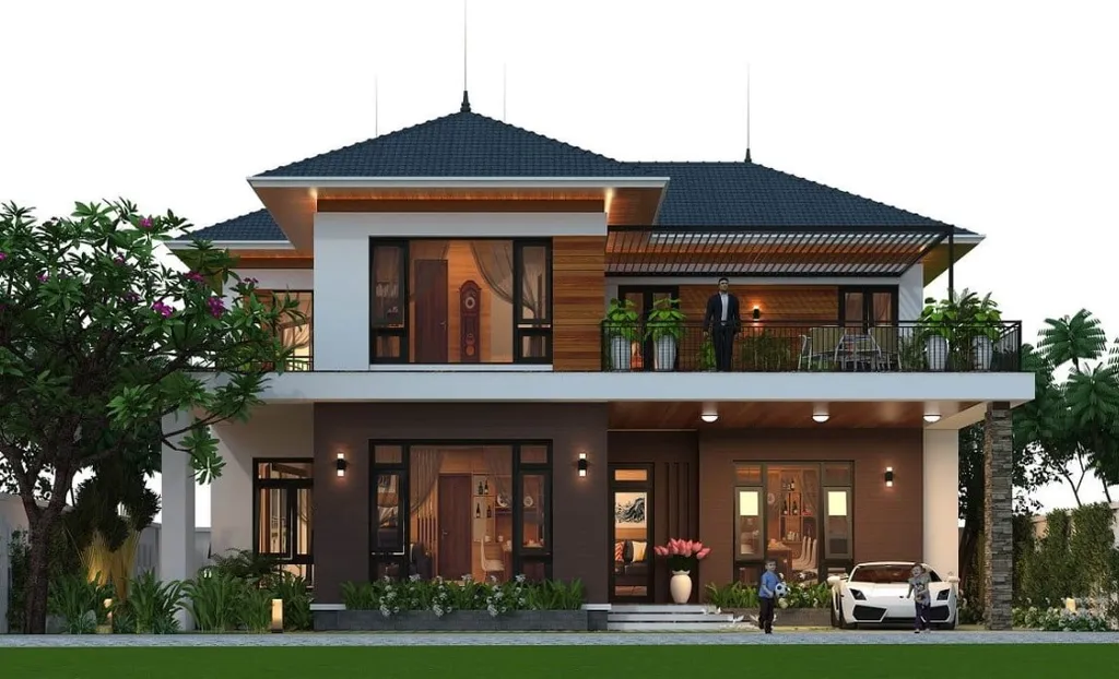 Mẫu nhà vườn 2 tầng hiện đại