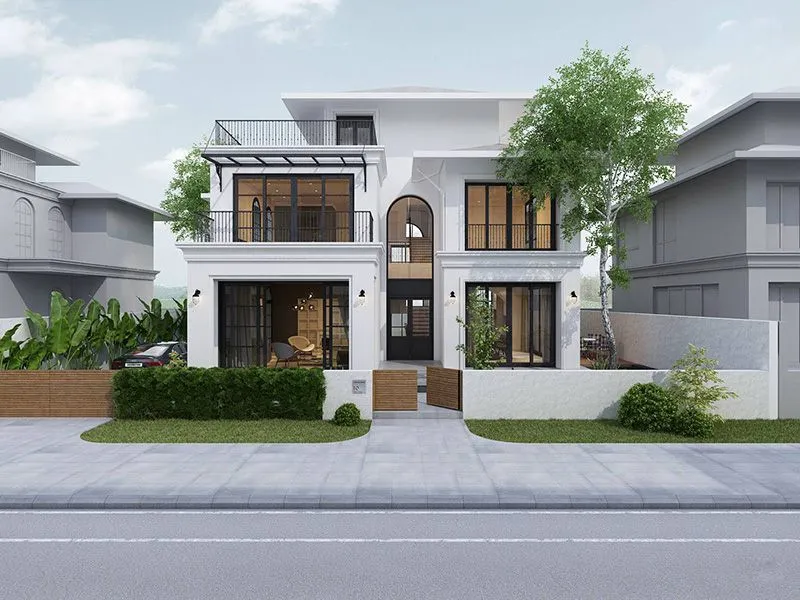 Mẫu thiết kế nhà vườn có ban công