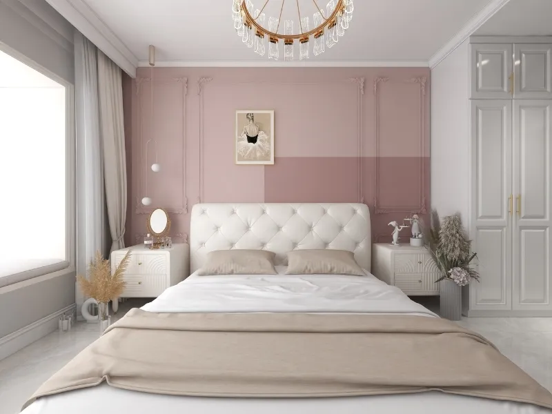 Chủ nhà mệnh Hỏa có thể chọn màu hồng để sơn phòng ngủ