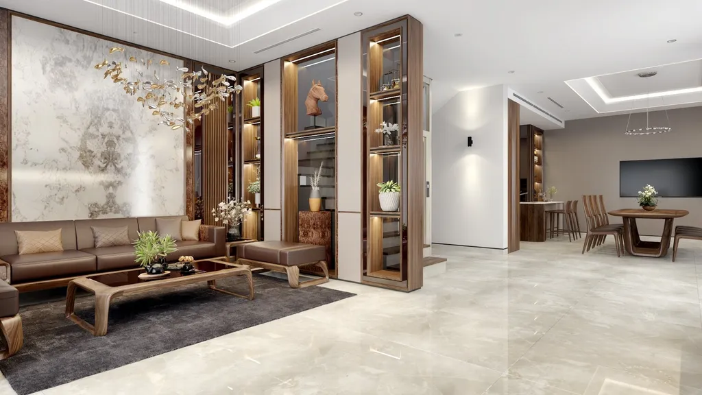 Ứng dụng ánh sáng để tạo điểm nhấn cho vách ngăn cầu thang