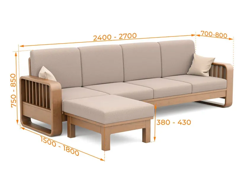 Kích thước chuẩn của sofa gỗ