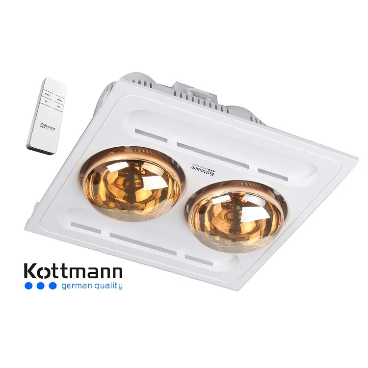 Đèn sưởi 2 bóng Kottmann có chức năng bật tắt từng bóng riêng lẻ