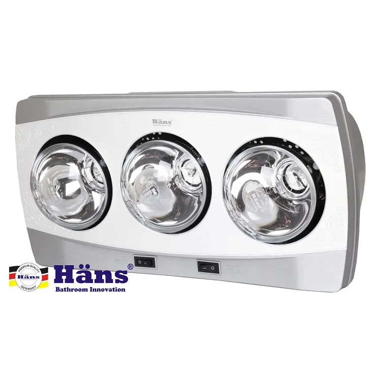 Đèn sưởi âm trần Hans 3 bóng với công suất tối đa 825W là lựa chọn hợp lý cho nhiều gia đình