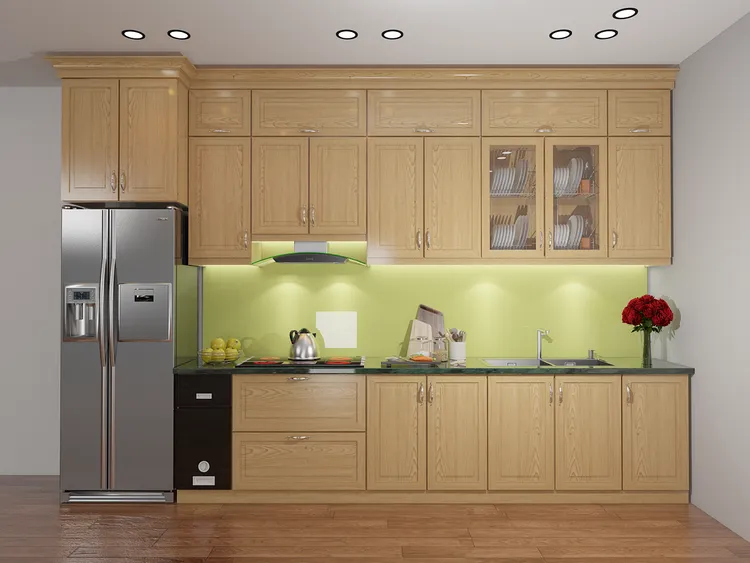 Thiết kế tủ bếp đem đến không gian bếp ấm cúng, hiện đại và sang trọng.