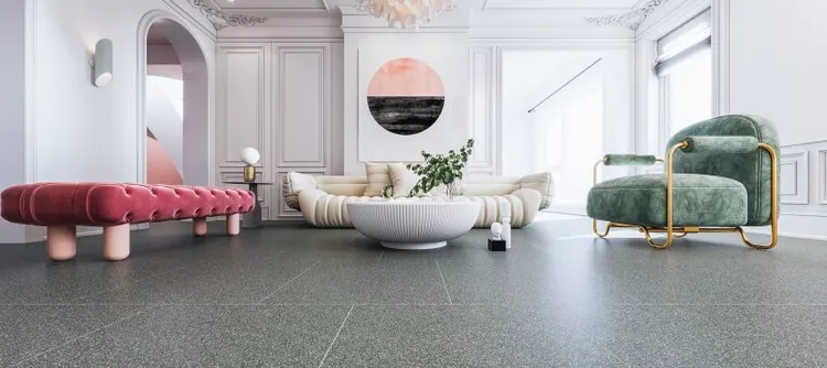 Gạch Terrazzo có bề mặt sáng bóng và không thấm nước, nên dễ dàng vệ sinh và bảo dưỡng. Nó cũng có tính chống cháy và kháng hóa chất tốt.