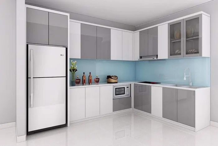 Tủ bếp làm từ tấm nhựa PVC có màu sắc đa dạng phù hợp với nhiều phong cách nội thất