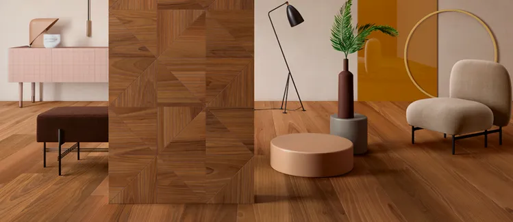 Gạch giả gỗ còn có thể được sử dụng để làm bàn, ghế hoặc các tấm panel để tạo ra một không gian nội thất độc đáo, tinh tế và sang trọng.