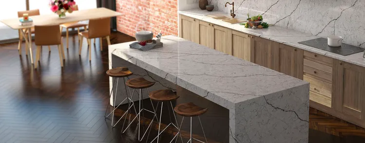 Sử dụng đá Granite ốp lát khu vực bếp mang lại tính thẩm mỹ cao. Bàn đá hoa cương Nó có độ bền cao và dễ vệ sinh, giúp cho bàn luôn sạch sẽ và đẹp mắt.