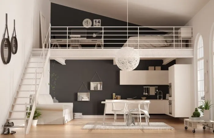 Mẫu cầu thang sắt đẹp với kích thước nhỏ tối ưu không gian căn hộ duplex mini 