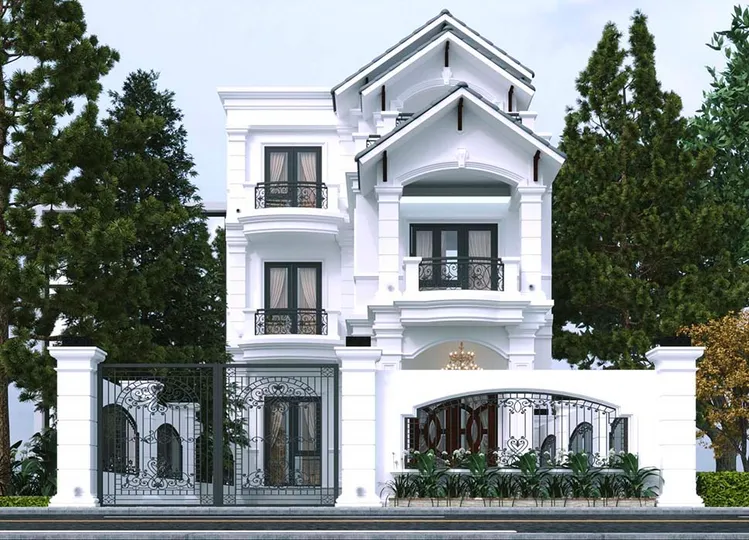Mẫu nhà mái Thái 3 tầng thiết kế tối giản
