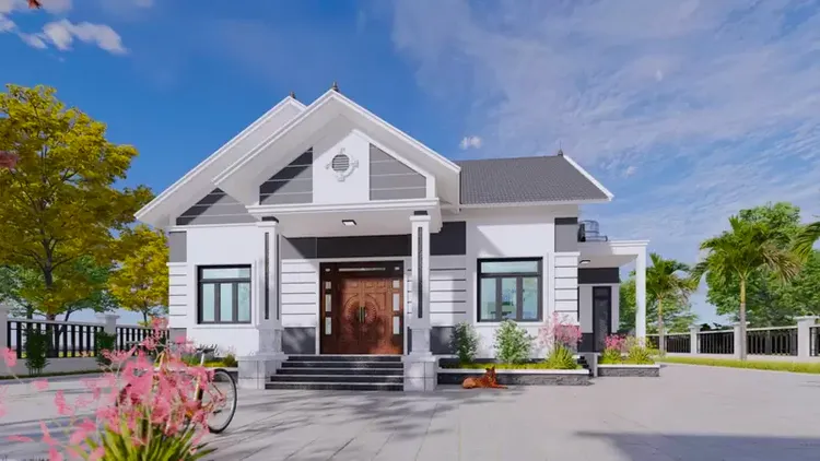 Nhà mái Thái có kiểu dáng mái độc đáo, với một mặt mái cao hơn mặt mái còn lại, tạo nên vẻ đẹp tự nhiên, thanh lịch và gần gũi với thiên nhiên