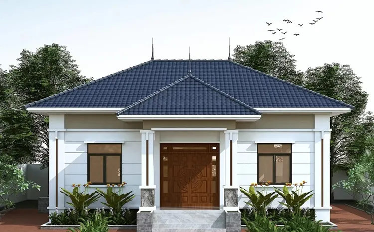 Mẫu nhà mái Nhật cấp 4 đẹp, tiện nghi với thiết kế đơn giản cùng tông màu gỗ  hiện đại