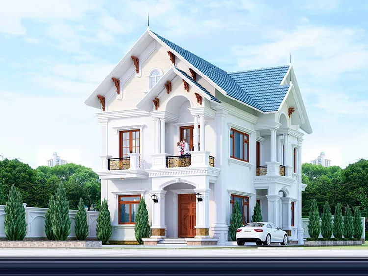 Gara ô tô được thiết kế phía sau nhà, kết nối với 2 mặt tiền và đảm bảo an toàn cho phương tiện của gia đình.