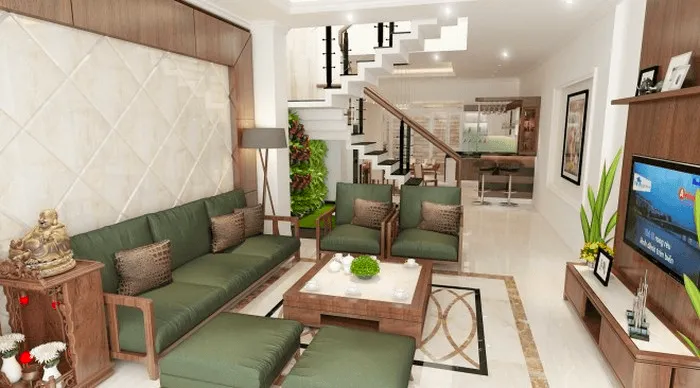 Bộ sofa gam màu xanh cho sức hút nổi bậc, biến không gian thêm phần tinh tế và lãng mạn.