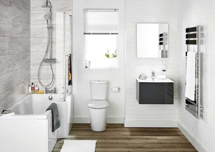 Thiết kế phòng tắm 4m2 đẹp sử dụng tông màu trung tính như trắng, xám hay beige để tạo cảm giác tươi sáng, thông thoáng và rộng mở hơn.