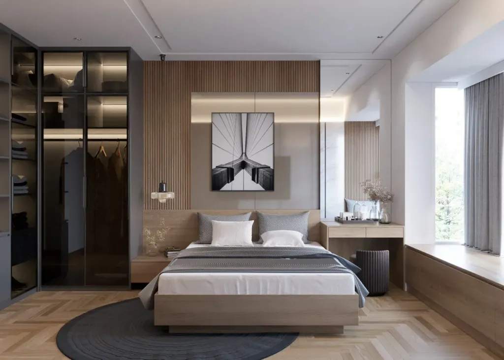 Mẫu thiết kế phòng ngủ master đơn giản hiện đại cho căn hộ The Peak Midtown
