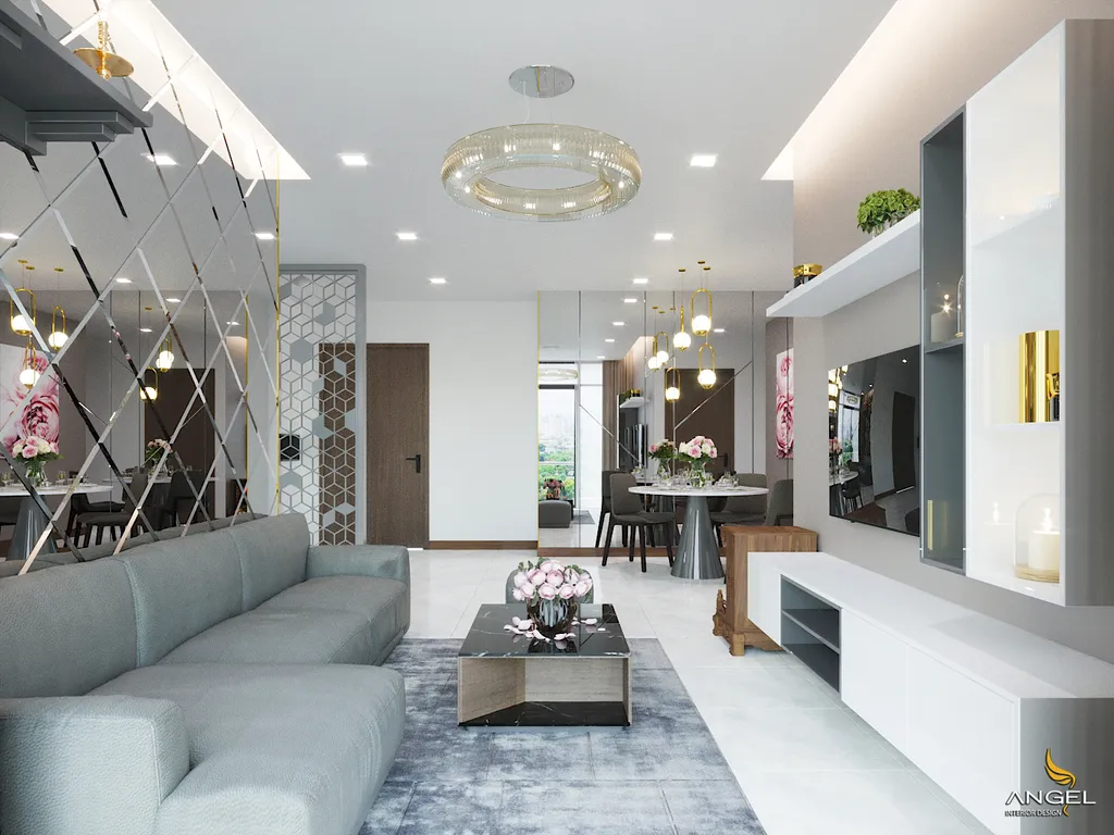Thiết kế không gian nội thất hiện đại sang trọng cho căn hộ 2 phòng ngủ tại chung cư Vinhomes