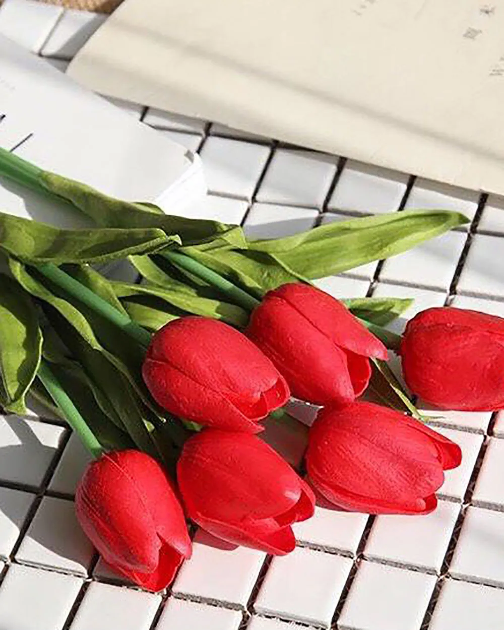 Set 10 Cành Hoa Tulip Đỏ